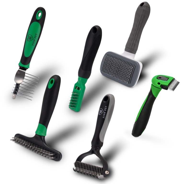 3er Set mit Entfilzungsstriegel